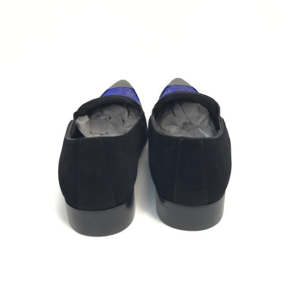 Bolano Men's Black Royal Blue Loafers Slip On Rhinestone Metal Toe Size 9.5 - Picture 5 of 6